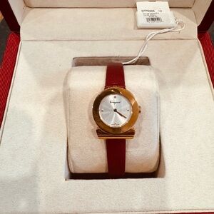 Salvatore Ferragamo Gold and Red Women's Watch.